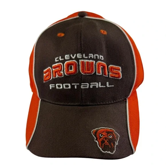 NFL Cleveland Browns Football Hat Brown Orange Adjustable Cap Bulldog Logo Mens - Picture 1 of 8